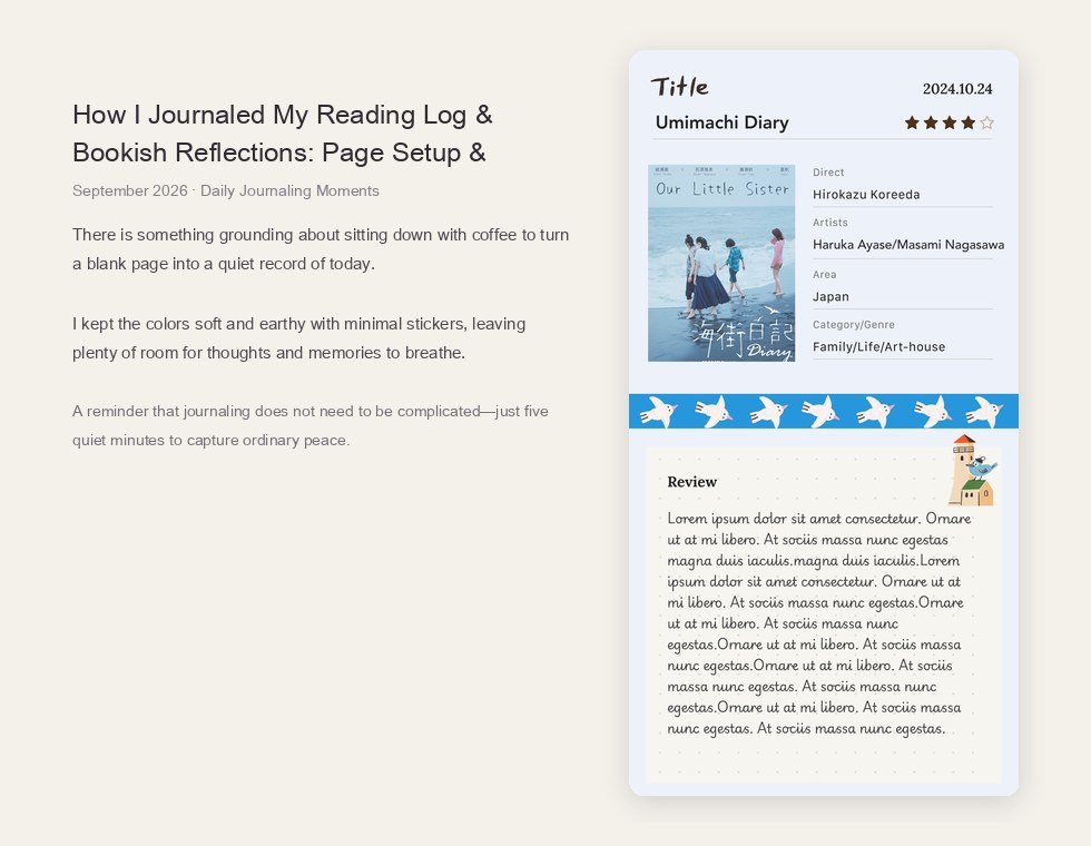 How I Journaled My Reading Log & Bookish Reflections: Page Setup & Aesthetic Tips